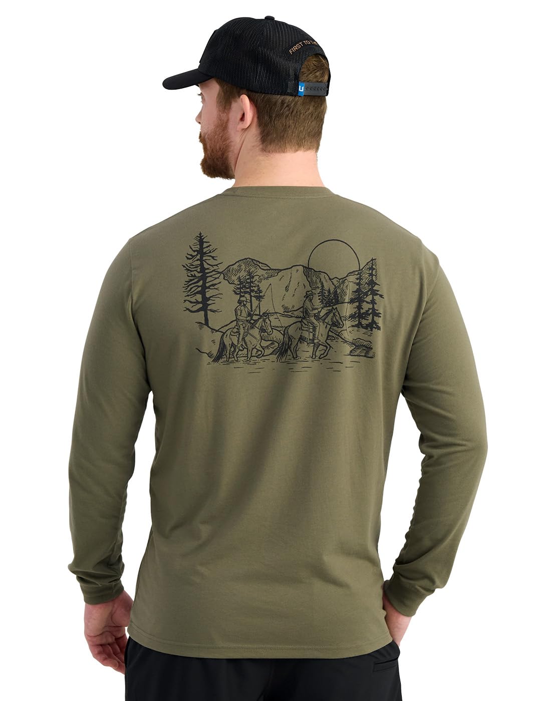 HUK Mens Pocket Tee, Comfortable Performance Fishing Long Sleeve T-Shirt with Chest Pocket, Lodge - Moss, X-Large