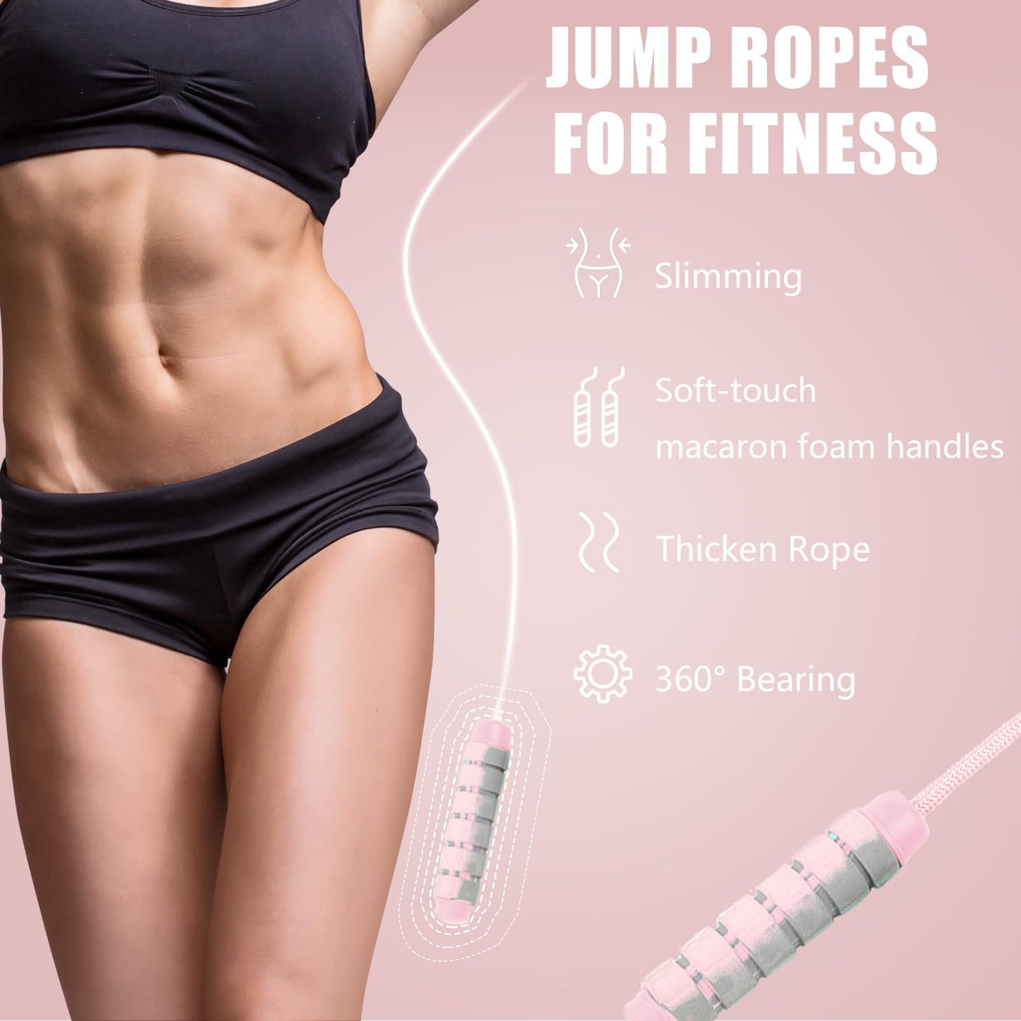 Jump Rope for Women & Men Adjustable Length Cotton Skipping Rope for Adults & Kids Workout Equipment for Weight Loss, Cardio, Boxing & Fitness Suitable for Home, Gym & School Use
