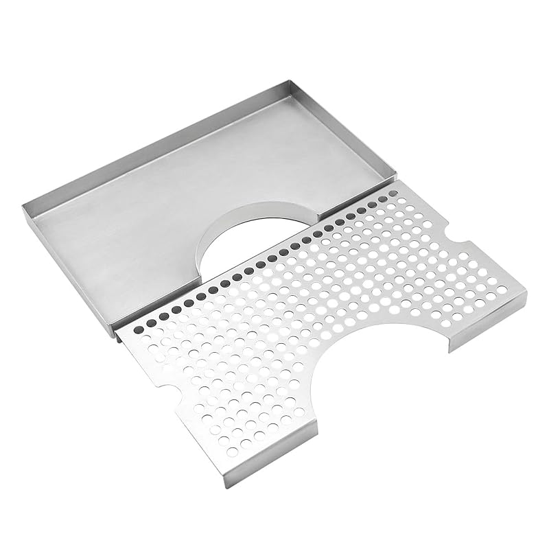 Kegerator Beer Drip Tray - Stainless Steel with Non-Slip Pad, 11.8 x 6.9 x 0.78 in, Fits Single/Double/Triple Tap Towers - Drip Tray (Variation: Drip Tray)
