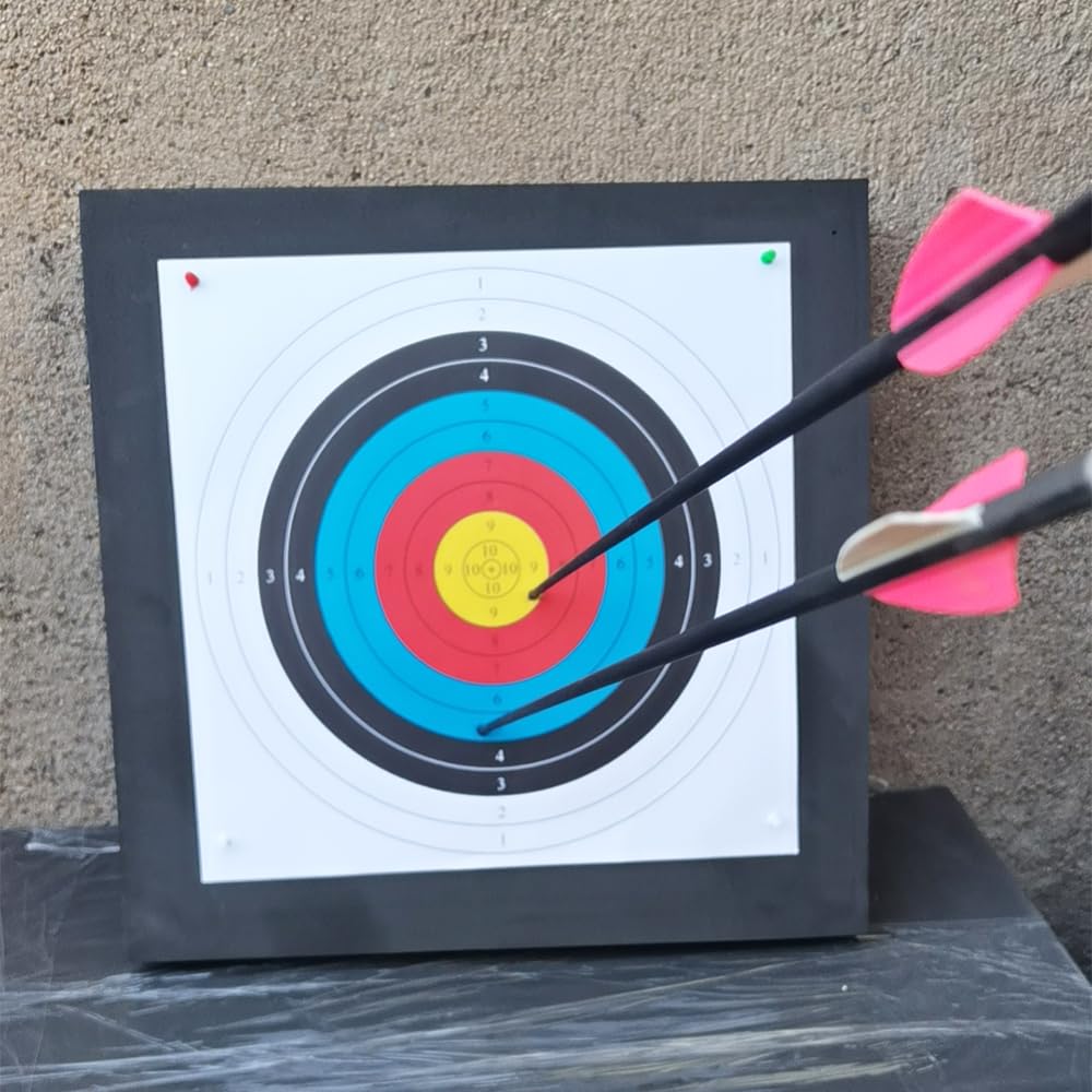 - QI HUO JU - Archery Target EVA Foam Targets for Youth Beginner Backyard Shooting Targeting, 20'' Durable Bow and Arrow Practice Target Block with 5 Target Paper, 4 Pins (EVA Target)
