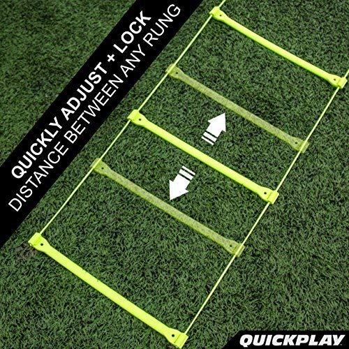 QuickPlay PRO No Tangle Agility Ladder with Quick Lock Adjustable Flat Rungs + Carry Bag (11-Rung) Multi-Sport Speed Training Ladder