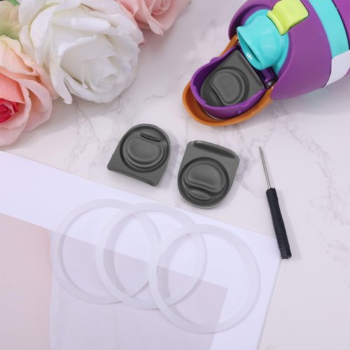3pcs Bottle O Seal Ring & 3pcs Gasket Replacement Stopper for Owala FreeSip Cap, Silicone Water Bottle Plug Stopper BPA Free Top Lid Mouth Parts Compatible with Owala FreeSip 24oz 32oz (Grey 1)