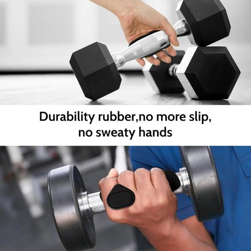 Weight Lifting Grips, Rubber Gym Grip Pads for Palm Protection, Fingerless Workout Gloves for Deadlifts, Rows, Exercise