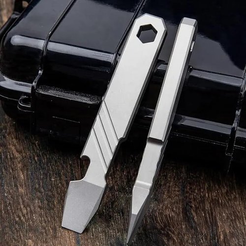 Titanium EDC Pry Bar Tool – 4” Pocket Prybar with Bottle Opener, Flathead Screwdriver, Box Opener & Scraper – Compact Multi Tool for Everyday Carry