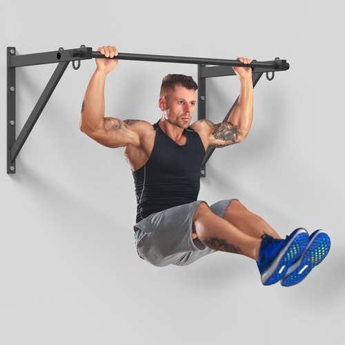 Jusgym Wall Mounted Pull Up Bar, Adjustable Depth 51" Chin Up Bar, Strength Training Pull-Up Bars 500LBS Weight Capacity, Home or Garage Gym Chin Up Workout Training Station