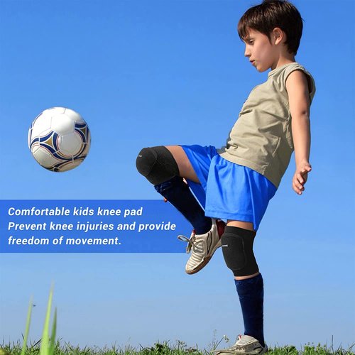 ONTYZZ Kids Knee Pads with Thicken Sponge Padding, Breathable Stretchy Cotton Knee Pads for Child Girls Boys, Soft Knee Pads for Dancing Skating Football Mountaineering Cycling Black/S