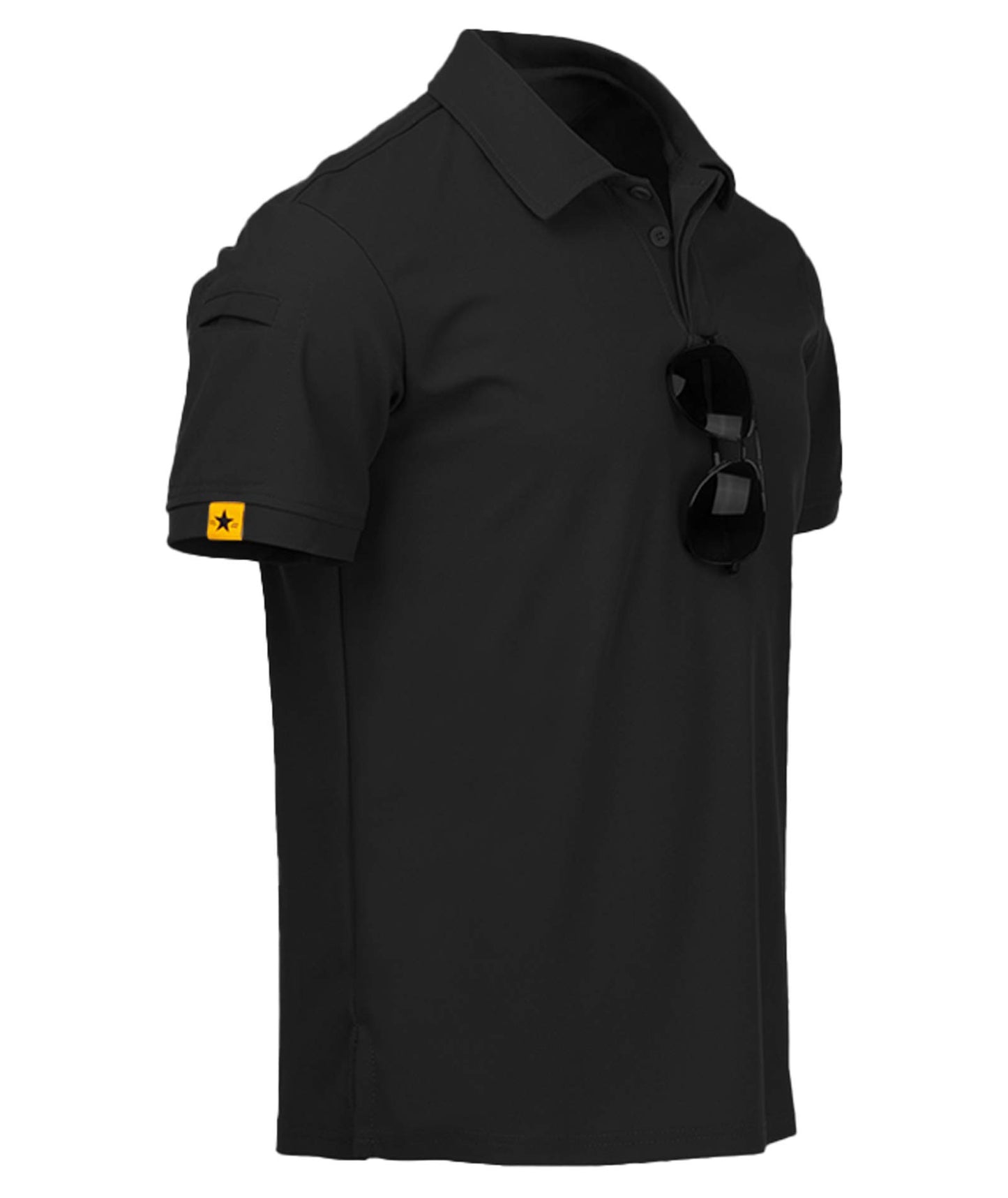SCODI Mens Polo Shirts Performance Short Sleeve Tactical Shirts Athletic Golf Shirt for Men Daily Casual Collared T-Shirt Black L