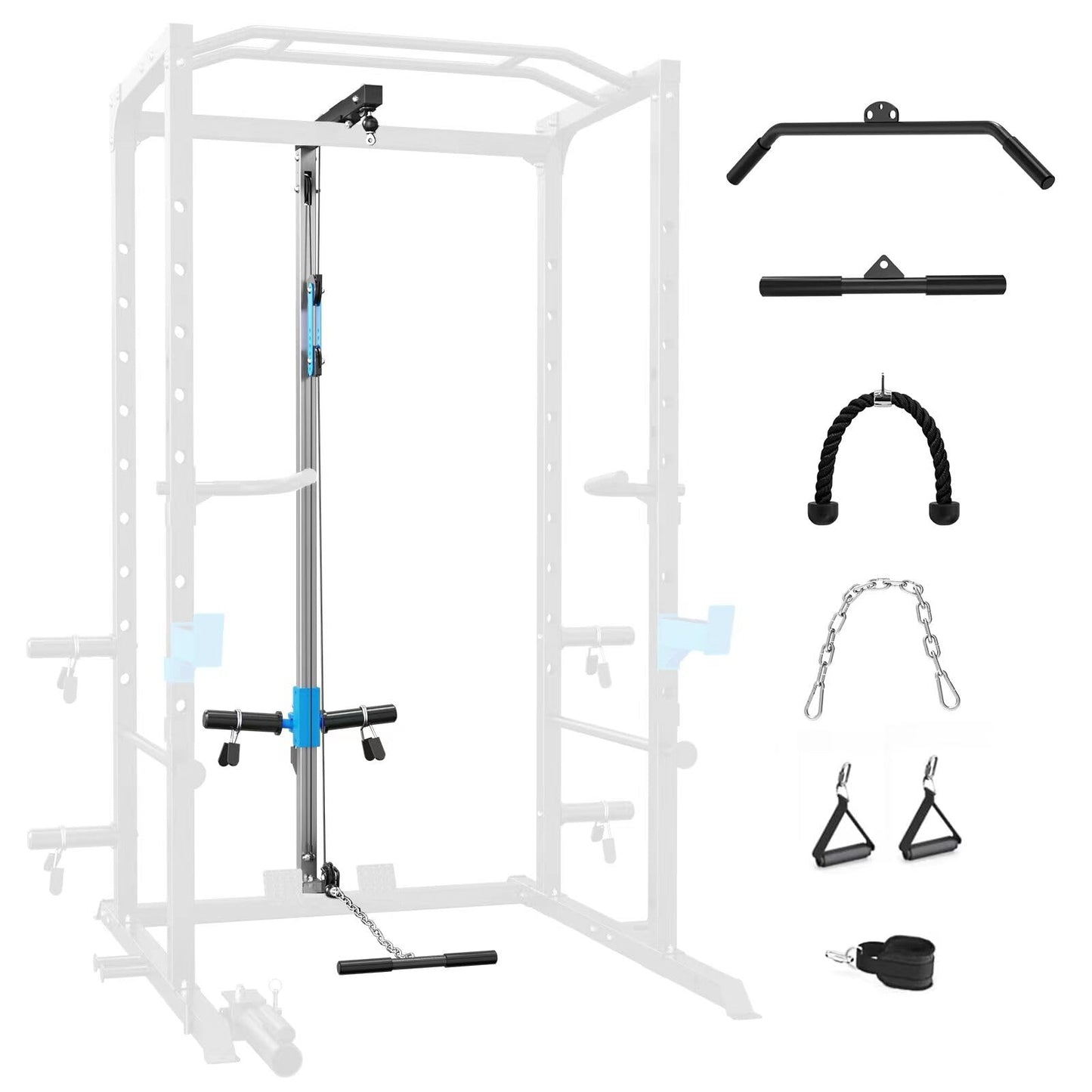 ULTRA FUEGO LAT Pull Down Attachment for Power Cage, Multi-Functional Power Rack Optional Cable Pulley System for Home Gym, Addition for ULTRA FUEGO Power Cage(LAT Pull Down Attachment Only)