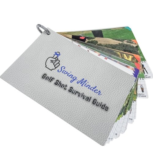 Swing Minder Golf Reference Cards - Step-by-Step Instructions for 33 of Golf's Hardest Shots - Ideal Golf Gifts for Men or Golf Bag Accessories - Waterproof PVC and Sturdy Carabiner for Easy Use