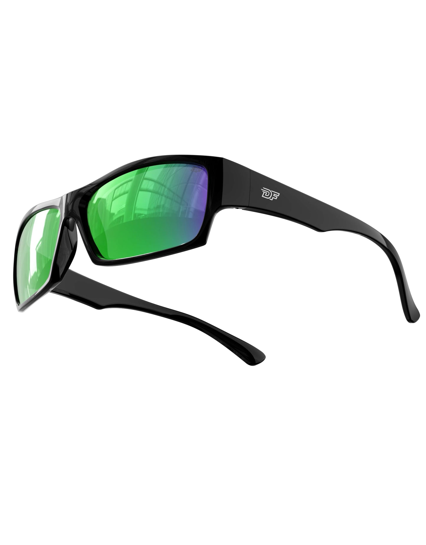 DEAFRAIN Kids Sunglasses for Boys Girls Child Youth Sports Polarized Baseball Running Cycling Black Green Glasses with Unbreakable Frame for Age 8 9 10 11 12 13 14