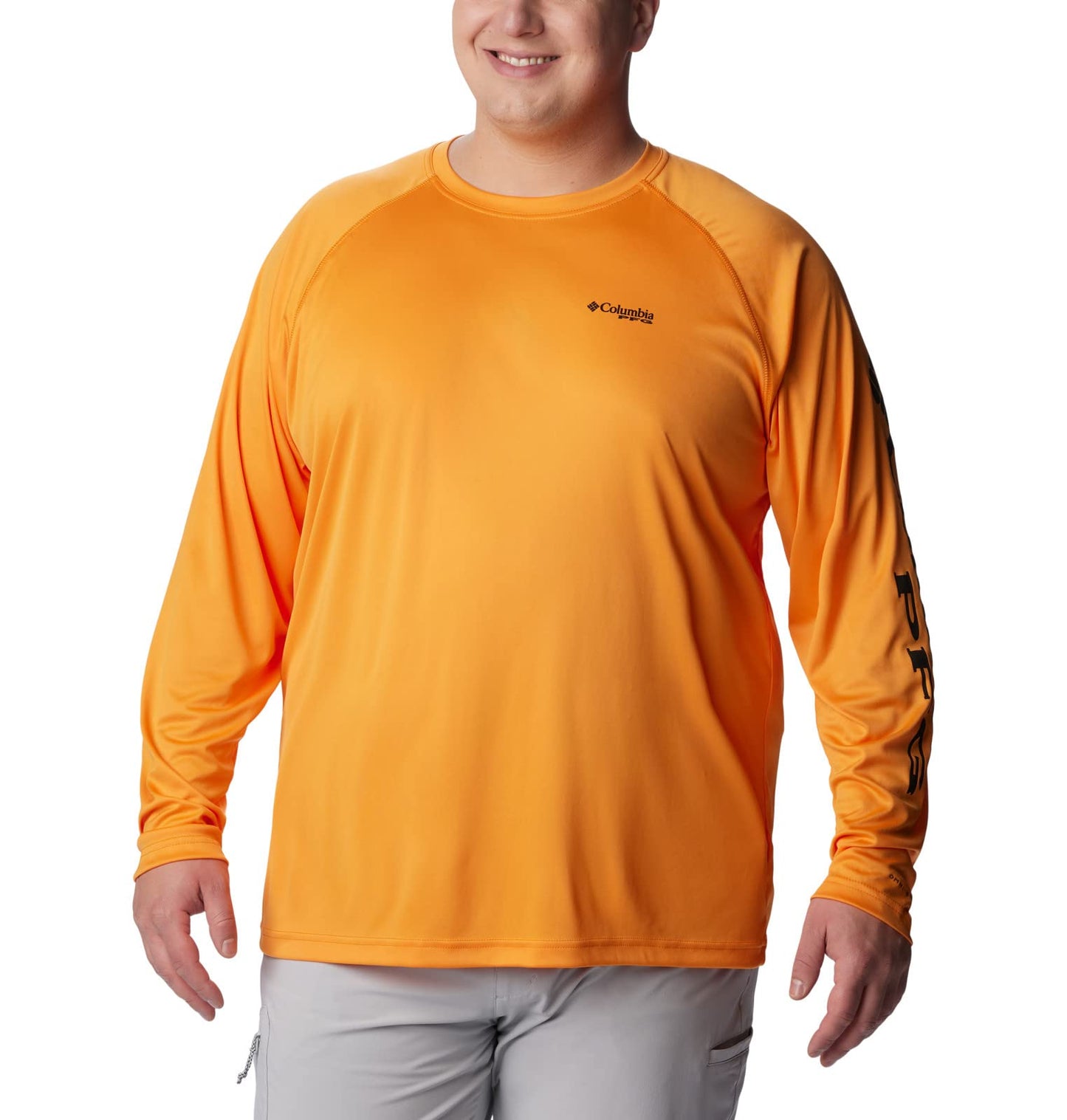Columbia Men's Terminal Tackle Long Sleeve Shirt, Orange Blast/Black Logo, 4X Big