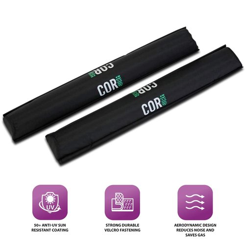 COR Surf Aero Roof Rack Pads for Paddleboard, Kayak, Surfboards, SUP, Snowboard, Paddleboard and Canoe | for Wide Aero Style Bars (Black, 28" Wide)