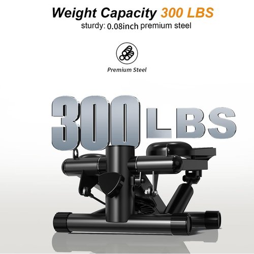 UPREIGN Mini Stair Stepper for Home Exercise, Low-Impact Stiar Stepper, Weight Capacity 300 LBS, with Digital Monitor and Resistance Bands, Black