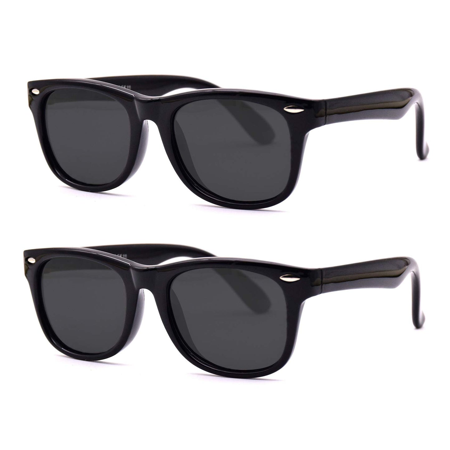 JUSLINK Toddler Sunglasses, Polarized Flexible Boys Girl Baby and Kids Sunglasses Age 2 to 10 (2 Black)