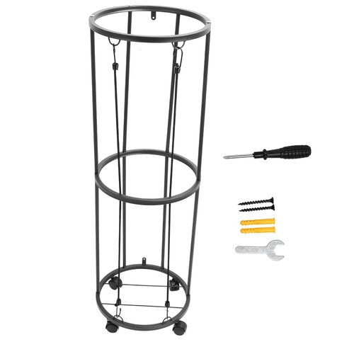 plplaaoo Ball Storage Rack Rolling Metal Lockable Ball Organizer for Basketball Soccer Volleyball Sturdy Steel Construction with Wheels Space Saving Design Home Gym Sports Equipment