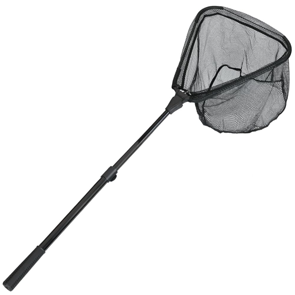 Fishing Landing Net with Telescoping Pole Handle Extends to 63 inches, Carbon Fiber Handle Extended from 23.6 inches to 47 inches