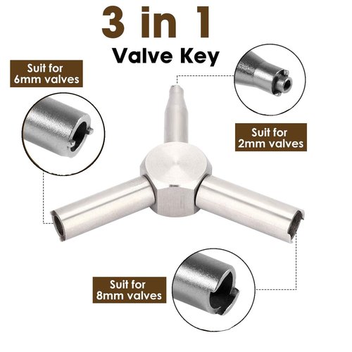 Valve Key for Airsoft, Triangle Wrench Valve Removal Tool for GBB AEG KSC WA Gas Magazine Charging (Silver)