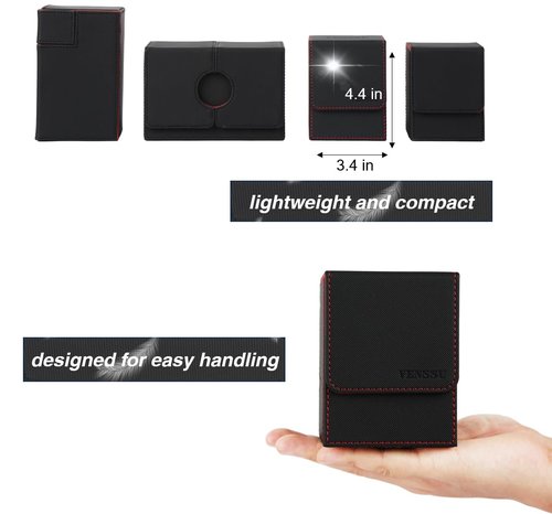 Venssu MTG Deck Box for Commander Display, Fits 100 Double Sleeved Cards, TCG Card Storage Box (Black and Wathet, 1 Window)