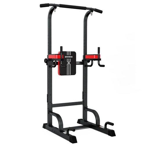 Pooboo Power Tower Dip Station Pull Up Bar for Fitness Home Gym Workout,Multi-Function Adjustable Height Fitness Strength Training Exercise Equipment,without Power Elastic Ropes