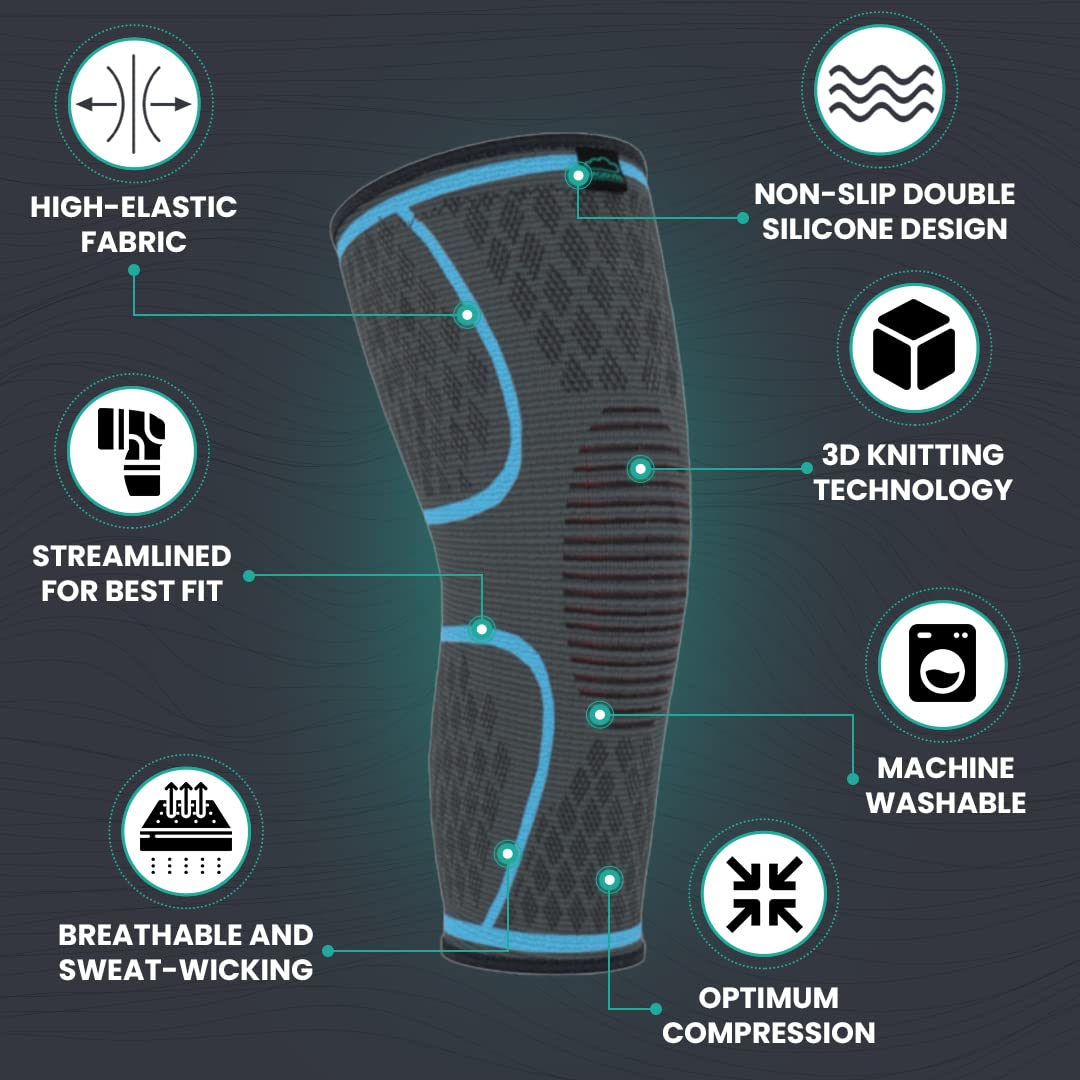 Modvel Compression Knee Brace for Women & Men, 2-Pack Knee Brace for Running Knee Pain, Knee Support Compression Sleeve, Workout Sports Knee Braces for Meniscus Tear, ACL & Arthritis Pain Relief