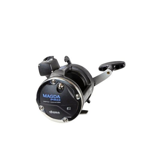 Okuma Magda Pro Line Counter Levelwind Trolling Reel, Small, Black/Silver, MA-30DX