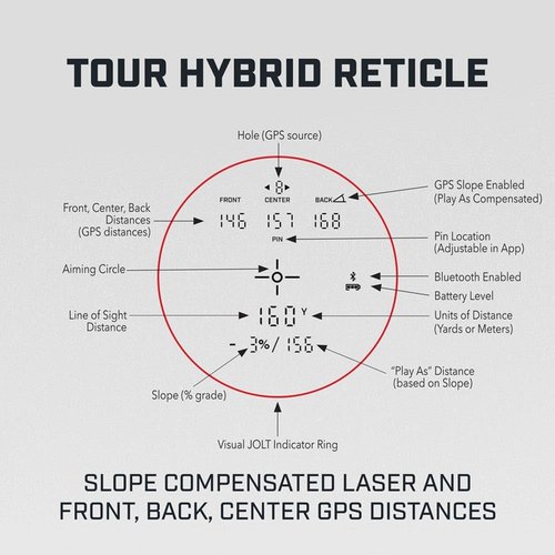 Bushnell Golf Tour Hybrid GPS Laser Rangefinder | Slope Compensation, Magnetic Mount, PinSeeker, 6X Magnification, 1300 Yd Range, LCD Display, 3D Flyovers in App, Signature Series Golf Towel Bundle