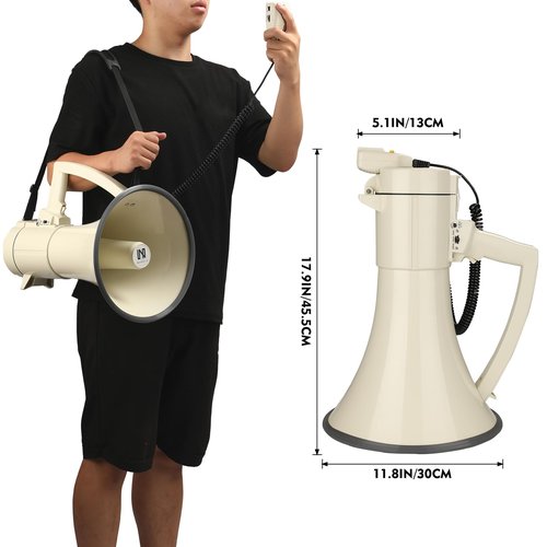 MGROLX 75w Megaphone Bullhorn, Loud Speaker with AUX(3.5mm), USB and Bluetooth Input, Built-in Siren and Recording- Rechargeable Battery-for Outdoors