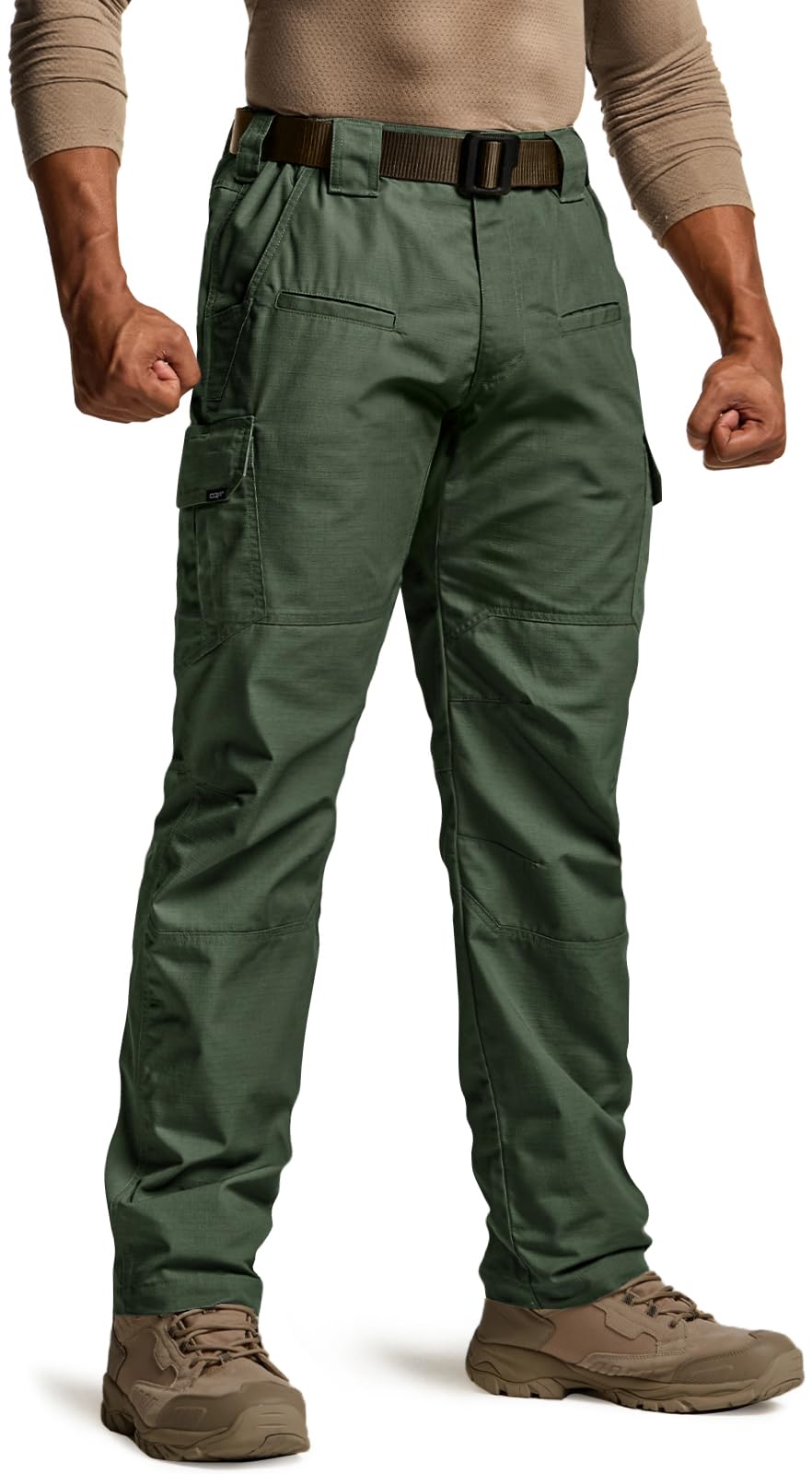 CQR Men's Tactical Pants, Water Resistant Ripstop Cargo Pants, Lightweight EDC Work Hiking Pants, Outdoor Apparel, Raider Green Kelp, 46W x 30L