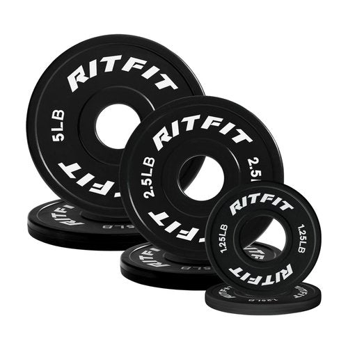 RitFit Fractional Rubber Weight Plates, Colored Bumper Plates for Starting Strength and Progressive Overload Training, Pair and Sets (Black 17.5LB(1.25+2.5+5) x2)