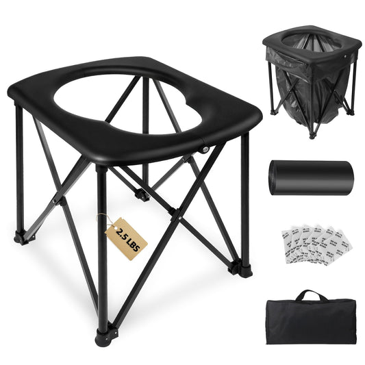15.6'' Portable Toilet for Camping, Ultralight Foldable Camping Toilet 2-Second Setup, 350LBS Portable Potty for Adults, Compact for Camping, Hiking, RV Travel, Trucker, Fishing, Beach, Outdoor Use