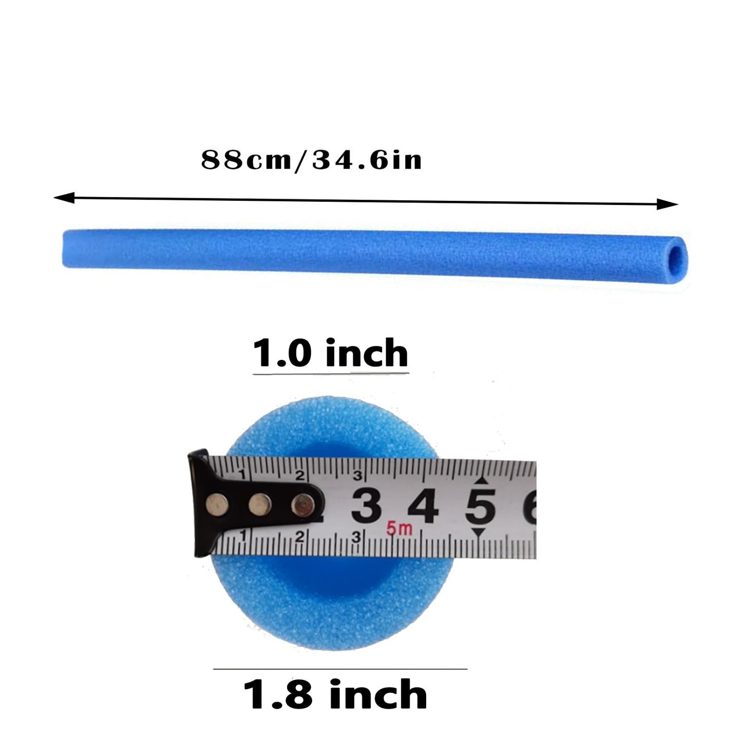 1.0 inch Trampoline Pole Covers Accessories, 12 PCS 34.6 Inch Waterproof PE Foam Replacement Trampoline Parts for Indoor and Outdoor (Blue-12 pcs)