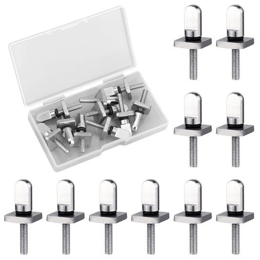 10pcs Surfboard Fin Screws, 316 Stainless Steel Paddle Board Fin Screw and Plate Surfboard Surfing Accessories with O-Rings for Surf Longboard & SUP