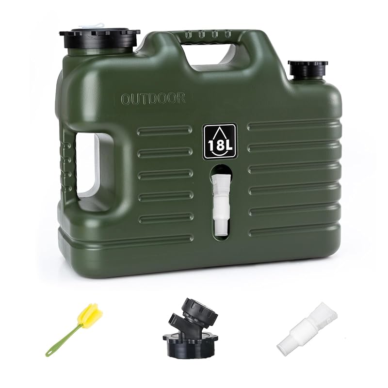 5 Gallon Camping Water Jug with Spout - Leak Proof HDPE Bottle, BPA Free