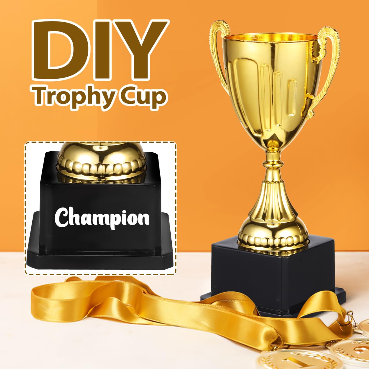NOLITOY Gold Trophy Award, 7.4 Inch Plastic Trophy Cup for Sports
