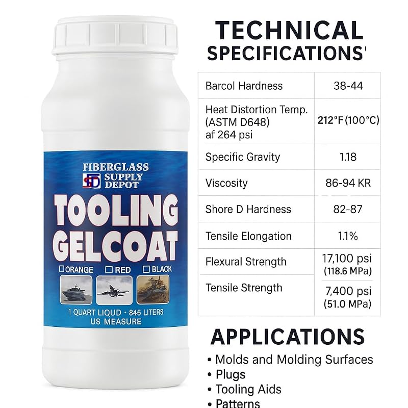 Orange Tooling Gelcoat Quart with Hardener Included for Fiberglass Molds