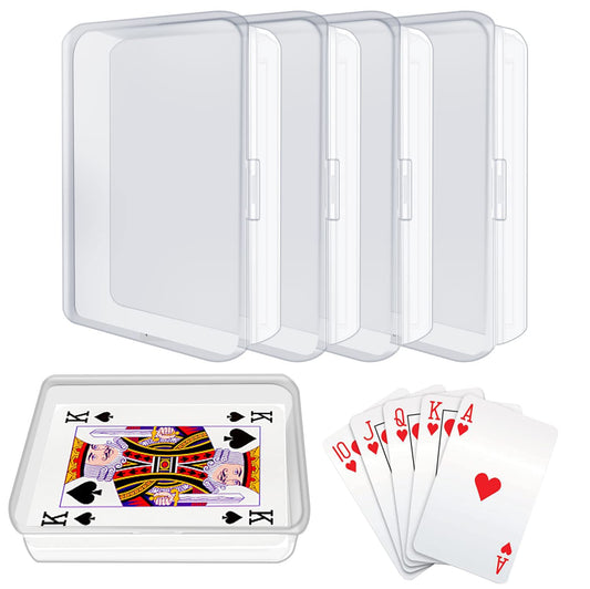 IOUKUKI 4 Pcs Blank Playing Card Cases, Clear Plastic Deck Box Holders for Game Cards & More