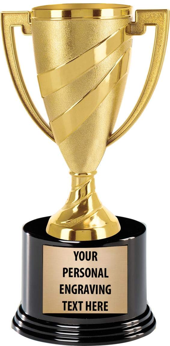 Crown Awards Bulk Gold Cup Trophies with Custom Engraving, 7.25" Personalized Gold Swirl Cup Achievement Trophy On Deluxe Round Base 20 Pack