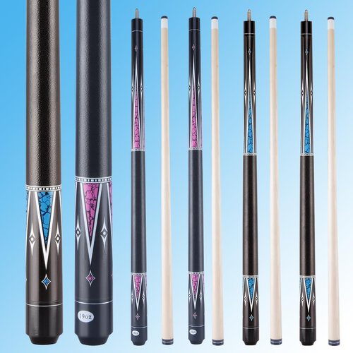 Tiekerbilir 48 Inch Short Pool Cue Stick for Beginners, Canadian Maple Billiard Cues for Tight Spaces, 48 inch Billiards Cue Stick Junior Size Cues (Set 2)