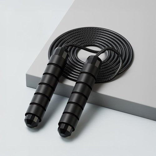Jump Ropes, Rapid Speed Jumping Rope Cable with Ball Bearings for Women, Men, Adjustable Steel Jump Rope Workout with Foam Handles for Fitness, Home Exercise & Slim Body Black