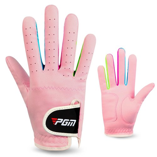 PGM Kids Youth Junior Toddler Boys Girls Golf Gloves Microfiber Synthetic Gloves for Left Hand Right Hand Golf Gloves Extra Value 1 Pair White Pink Age 3-12 (Pink, Small)