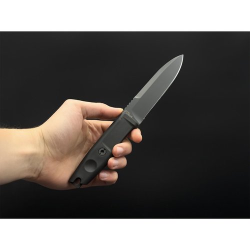Extrema Ratio - SCOUT 2 (BLACK), Fixed Blade Knife, Böhler N690 Steel Hardened to 58 HRC, Black Oxide Finish, Full Tang, Anticorodal Aluminum Handle, Multi-Position Polymer Sheath