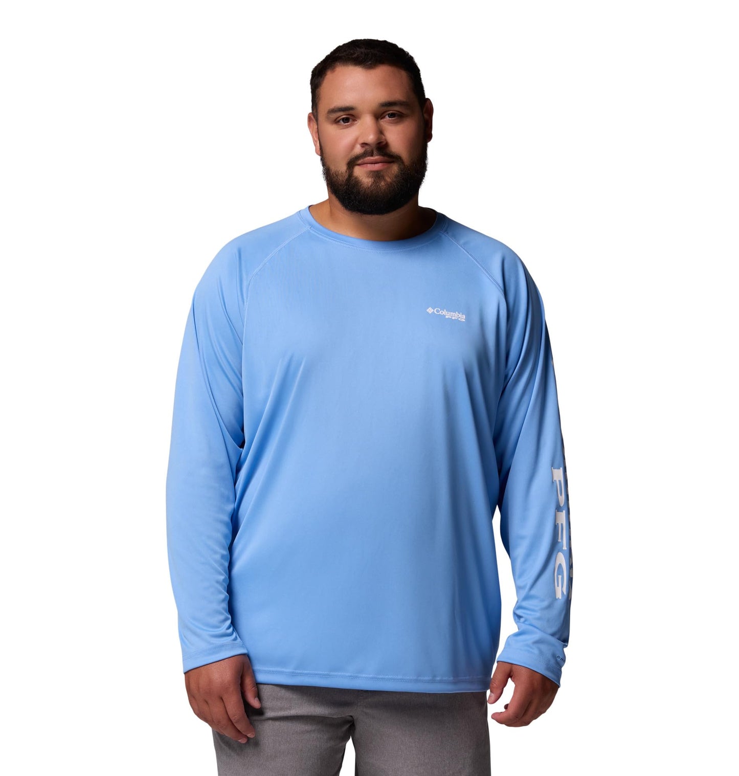 Columbia Men's PFG Terminal Tackle Long Sleeve Fishing Shirt, White Cap/White Logo, Large Tall