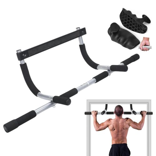 Adjustable Pull Up Bar for Doorway, Max Capacity 440lbs Chin Up Bar with 2Pcs Anti-Slip Workout Grips | Quick Lock Portable Home Gym Equipment for Upper Body Workout, No Screws Installation