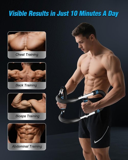 Twister Arm Trainer – 40–100lb Adjustable Resistance Chest Workout Equipment – Portable Chest Clip Trainer and Arm Exerciser for Visible Gains and Sculpted Muscle (Black and Blue)
