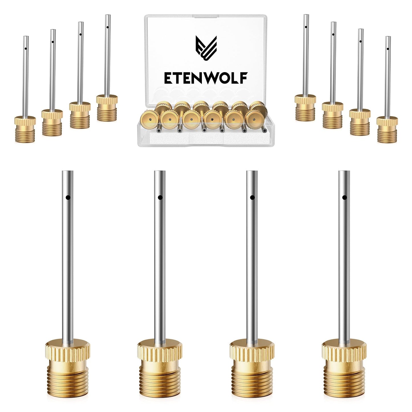 ETENWOLF 12 Pack Brass Ball Pump Needles, No Break Heavy Duty Needles