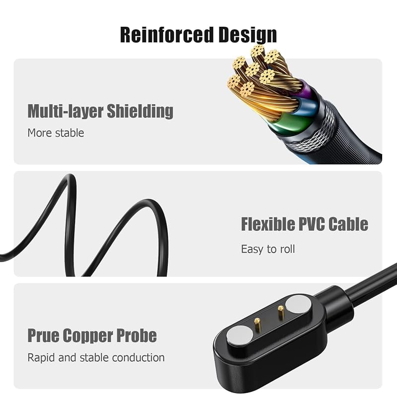 Lamshaw 2 Pack Magnetic Charger Cables for Raycon Bone Conduction Headphones - Black & White