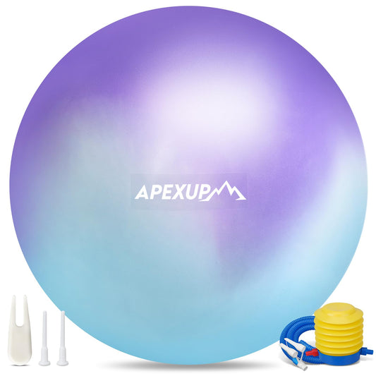 APEXUP Yoga Ball, 660 lbs Anti-Burst Exercise Ball with Pump, 5 Sizes (M (19"~22") 55cm, Blue Purple)
