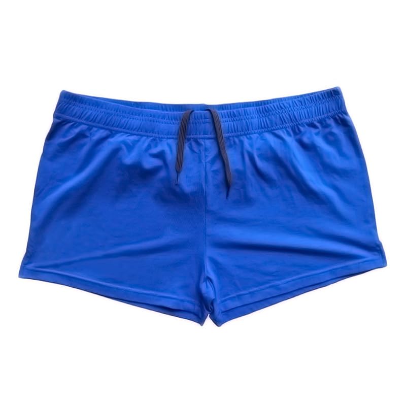 Palglg 3 Inseam Mens Bodybuilding Shorts Drawstring Cotton No Pockets Black+Blue (Medium) Variation