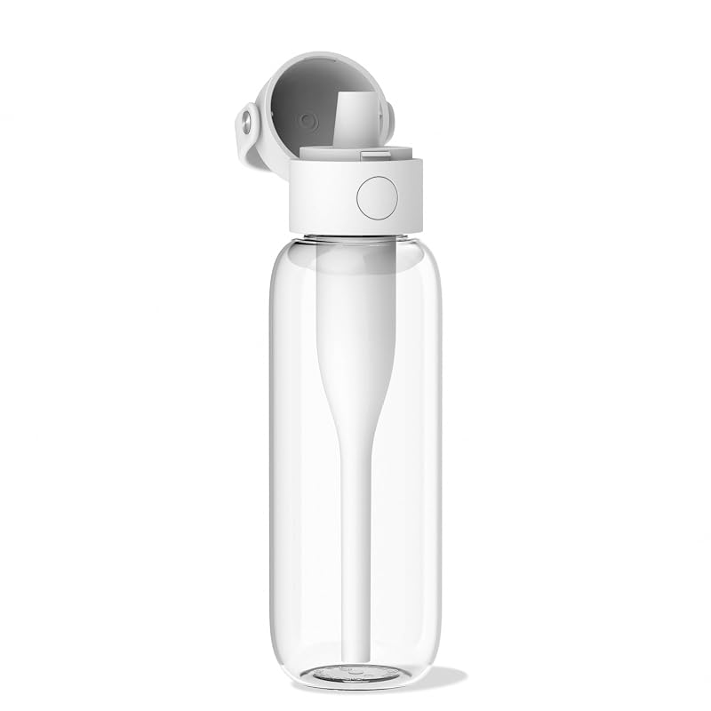 Aquagear 22oz Water Filter Bottle - BPA-Free, Removes Chlorine & Forever Chemicals (PFOA/PFOS) - 40 Gallon Filter Life - White