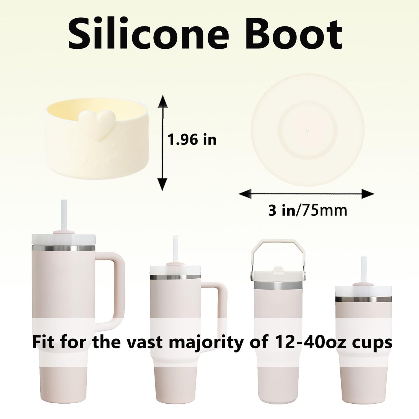 YAYAYOUNG Stanley Cup Silicone Accessories Set Including 1Pc Love Boot for StanleyCup 40oz & 30oz Tumbler,1 Pc Flower and 1 Pc Magnetic Straw Covers Cap Toppers for 0.4 in/10mm StanleyStraws(Beige)